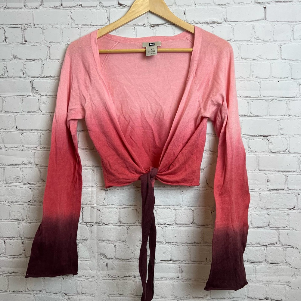 REI Ombre Tie Front Long Sleeve Top S
